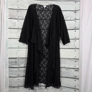 LuLaRoe Black Lace Long Cardigan Kimono Duster Size L - Picture 1 of 9