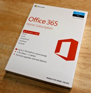 Microsoft 6GQ-00643 Office 365 Home 1 Year Subscription 5 Computers Key No Disc - Picture 1 of 6
