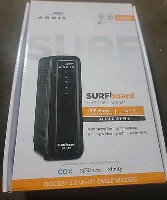 ARRIS SBG10 SURFboard  AC1600 Dual-Band Cable Modem  Router - Black - Image 1 of 4