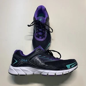Fila STELLARAY Women COOL MAX Shoes 11 Lightweight Engineered Mesh Black Violet - Picture 1 of 10
