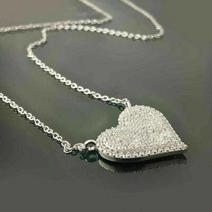 2Ct Round Cut Lab-Created Diamond Heart Shape Gift Pendant 14K White Gold Finish - Picture 1 of 3