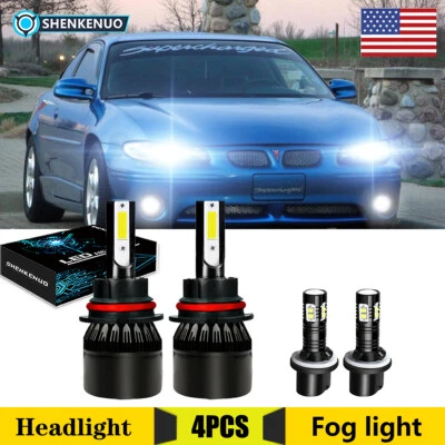 Para Pontiac Grand Prix 1997-2003 4X Faro LED Blanco Brillante + Bombillas Antiniebla Foto 1 de 4