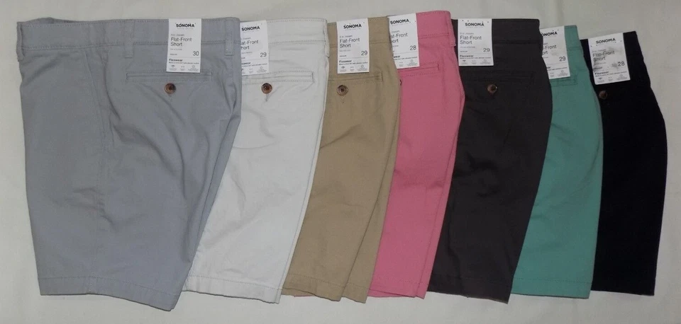 Pantalones cortos Sonoma Flexwear para hombre frente plano 28X9 29X9 nuevos Foto 1 de 1