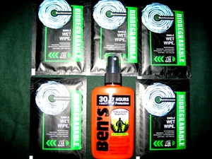 5pk SURIVEWARE BODY/FACE WIPES plus BEN.S LG. size3.4oz  PLUS  HANDY MESH SACK - Picture 1 of 4