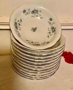12 Johann Haviland Blue Garland Berry Dessert Bowl Platinum Trim Bavaria Germany - Picture 1 of 3