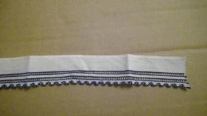 Ribete de algodón blanco con costuras azul marino 1" de ancho Vendido por yarda - Imagen 1 de 1