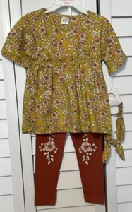 LUCKY PENNY FLOWERED SHIRT MATCHING HEADBAND & RUST PANTS 3 PC SET GIRLS SIZE 3T - Picture 1 of 3