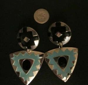 Vintage Large Lightweight metal pierced Earrings - 2 1/2 inches long- Reduced - Picture 1 of 4