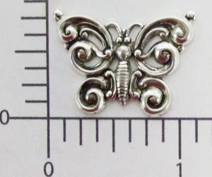 34744 2 Pc Matte Silver Oxidized Victorian Small Butterfly Jewelry Finding - Picture 1 of 1