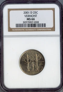 2001-D Vermont State Quarter NGC MS66 Business - Picture 1 of 2