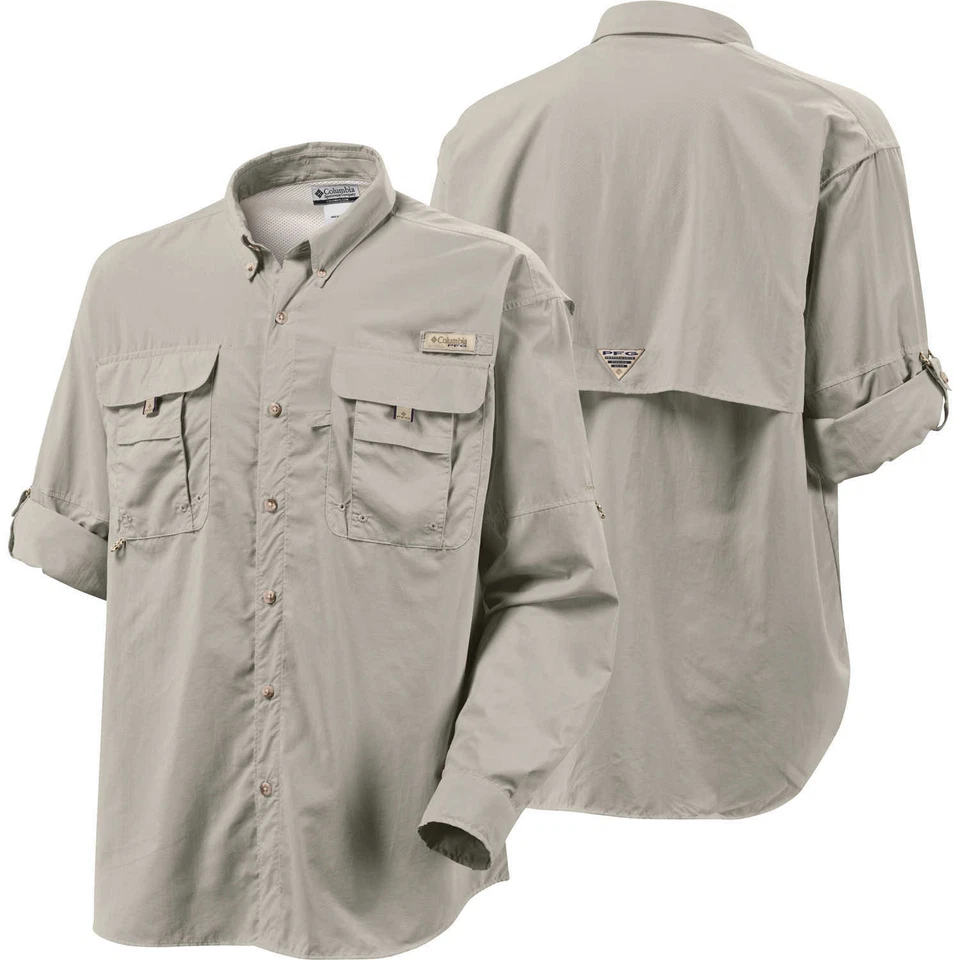 Columbia Men's Bahama II Long Sleeve Fishing Shirt 2xl Tan UPF 30 Vent Back