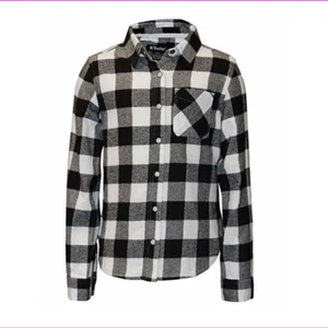 Tractor Girls' Flannel Shirt, Black/Ivory, S(7/8) - Picture 1 of 1