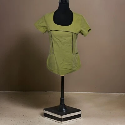 Baby Phat Womens Scrub Top Size S Lime Green and Black Elastic Cinch Back - Image 1 of 4