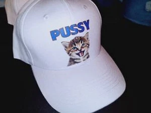 Pussy Cat Funny Custom Ball cap NEW adjustable trucker hat White - Picture 1 of 4