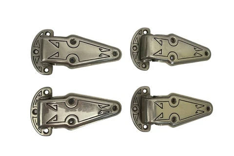 Antique Art Deco Nickel Plated Brass Fancy Ice Box Hinges c1920 Cover