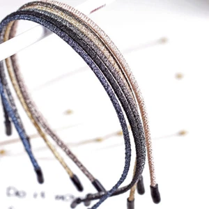Women Chic Thin Glitter Head Hoop Wavy Shiny Metal Color Headband Hairband NEW * - Picture 1 of 22