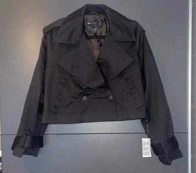 ASOS DESIGN cropped trench coat in Black Sz 8 - Image 1 of 4