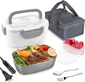 Electric Heating Lunch Box Portable for Car Home Food Warmer Container with Bag - Picture 1 of 23