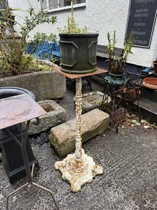 Antique Victorian Cast Iron Plant Tall Stand White Distressed 42" 70cm - Picture 1 of 5