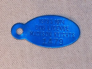 De colección Madison Heights 1973 1974 licencia de perro número # 1479 XT27 - Imagen 1 de 2