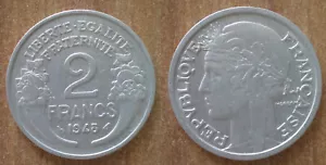 France 2 Francs 1948 Morlon Europe Coin Free Shipping Worldwide Franc Frcs - Picture 1 of 3