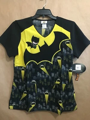 Cherokee Scrub Top DC Comics Tooniforms VNeck M Batman TF632 DMCI NWT Free Ship - Image 1 of 4