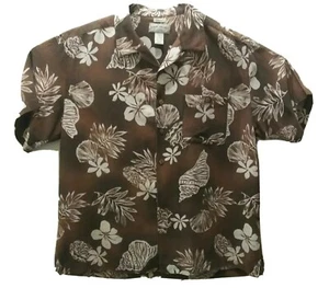 Boca Classics Men's XL Silk Brown & Cream Hawaiian Camp SS Shirt   - Picture 1 of 3