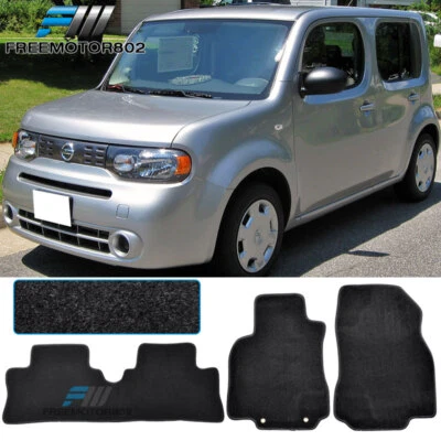 Fit 09-14 日产立方体 4Dr Nonskid 黑色尼龙脚垫地毯 3 件 — 第 1/4 张图片