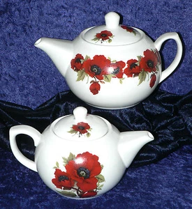 Poppy pattern 2 cup or 6 cup porcelain teapot or milk jug or sugar bowl - Picture 1 of 2