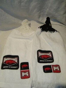 Arkansas Razorbacks HOGS 2 gehäkelte handgefertigte Küche Hand Kühlschrank Golf Bar Handtuch - Bild 1 von 7