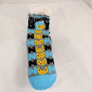 Sesame Street Cookie Monster Sherpa Sock Slip Resistant Sole Nom Hungry Boy New - Picture 1 of 7
