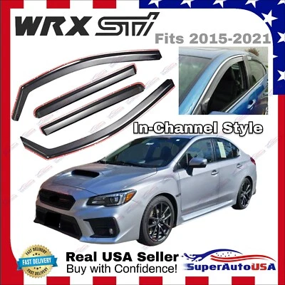 Para Subaru WRX 2015-2021 Ventilación en canal Ventana Visera Ventilación Protector de lluvia Deflectores Foto 1 de 4