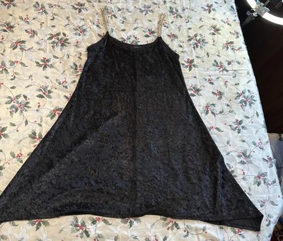 Correa de cadena de terciopelo negro dorado vintage First Love para mujer envoltura asimétrica Foto 1 de 4