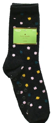 Kate Spade New York 2 Pair Cozy Crew Socks Black Pink Dot One Size New! - Image 1 of 3