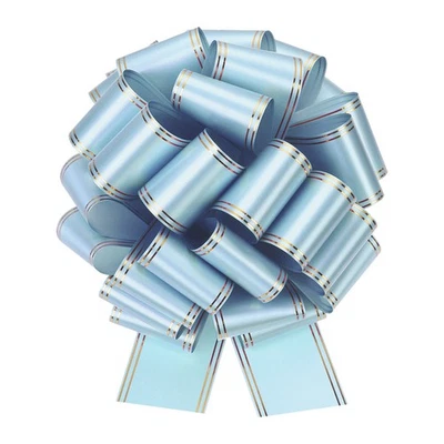 Cinta metálica grande de 12 pulgadas con borde dorado para envolver azul claro Foto 1 de 4