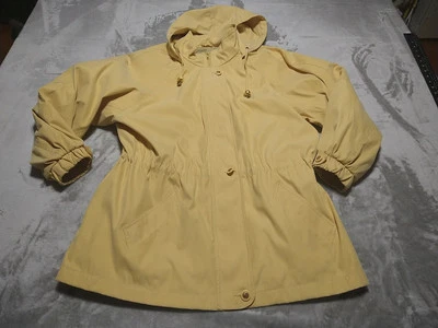 Chaqueta Deportiva Larry Levine Damas L Amarilla Capucha Cremallera Completa Cordón Lluvia Viaje Foto 1 de 4
