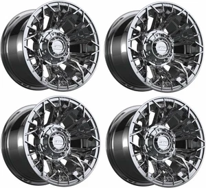 Set of 4 GTW Stellar 12x7 Chrome Aluminum Golf Cart Wheel | 3:4 Offset | 4x4 - Picture 1 of 7