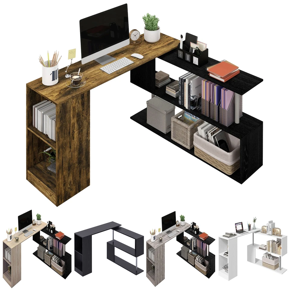 HOMCOM Scrivania per Computer Angolare e Salvaspazio Tavolo da Pranzo in Legno - Immagine 1 di 1