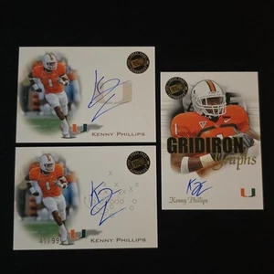 Kenny Phillips 2008 Press Pass Authentics Base, /99 & Gridiron Graphs RC Auto - Picture 1 of 19