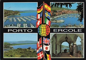 34-8D) CARTOLINA PORTO ERCOLE BANDIERE VEDUTE VIAGGIATA GROSSETO - Picture 1 of 2