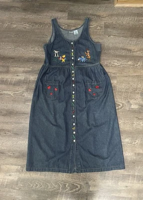 Vestido Mono Vintage Catálogo Disney Winnie Pooh Midi Denim Maestro Escuela L Foto 1 de 4