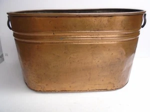 Antique SOLID COPPER BOILER /LAUNDRY WASH TUB - BEAUTIFUL PATINA! - Picture 1 of 7