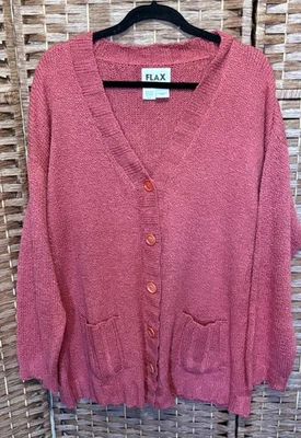 Cárdigan Suéter Lino Pima Tejido Algodón Botones M/L Relajado Bolsillos De Gran Tamaño Foto 1 de 4