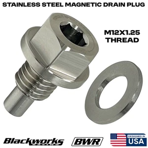 1 Blackworks Racing USA Stainless Steel Magnetic Oil Drain Plug Washer M12x1.25 - Picture 1 of 5