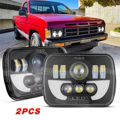 Par de faros LED haz sellado 7x6" 5x7 para camioneta Nissan 240SX D21 NX Foto 1 de 4
