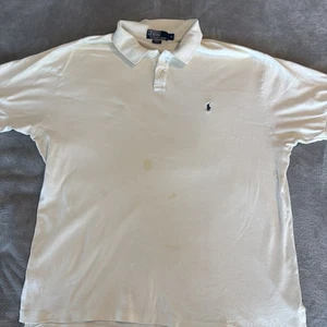 Polo Ralph Lauren Polo Shirt Mens XL White Classic Fit Short Sleeve Stained Read - Picture 1 of 10