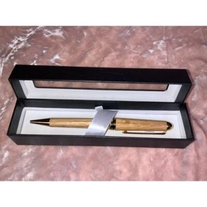 Luxury Handcrafted Wooden Ballpoint Pen with Gold Accents Gift Box Writing Pen - Picture 1 of 4