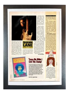 Jimi Hendrix Stamp - Eddie Van Halen Shawn Lane - Framed Guitar World Page - Picture 1 of 7