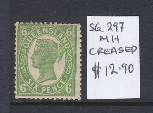 QLD QV 6d VERDE BRILLANTE SG 297 MH PERO ARRUGADO - Imagen 1 de 2