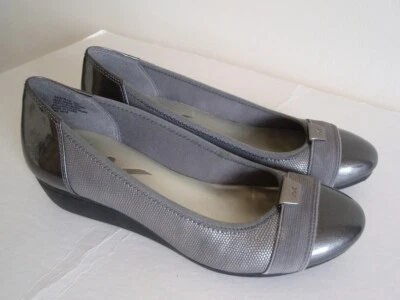 Anne Klein AKBIRTA Women's Silver Grey Buckle Straps Pumps Wedge Shoes Size 7 M - Image 1 of 4